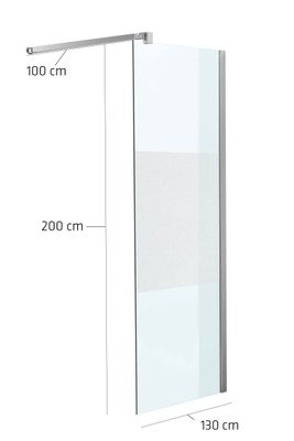 Duschabtrennung 130x200x100cm rechteckig halb gefr, halbmilchglas