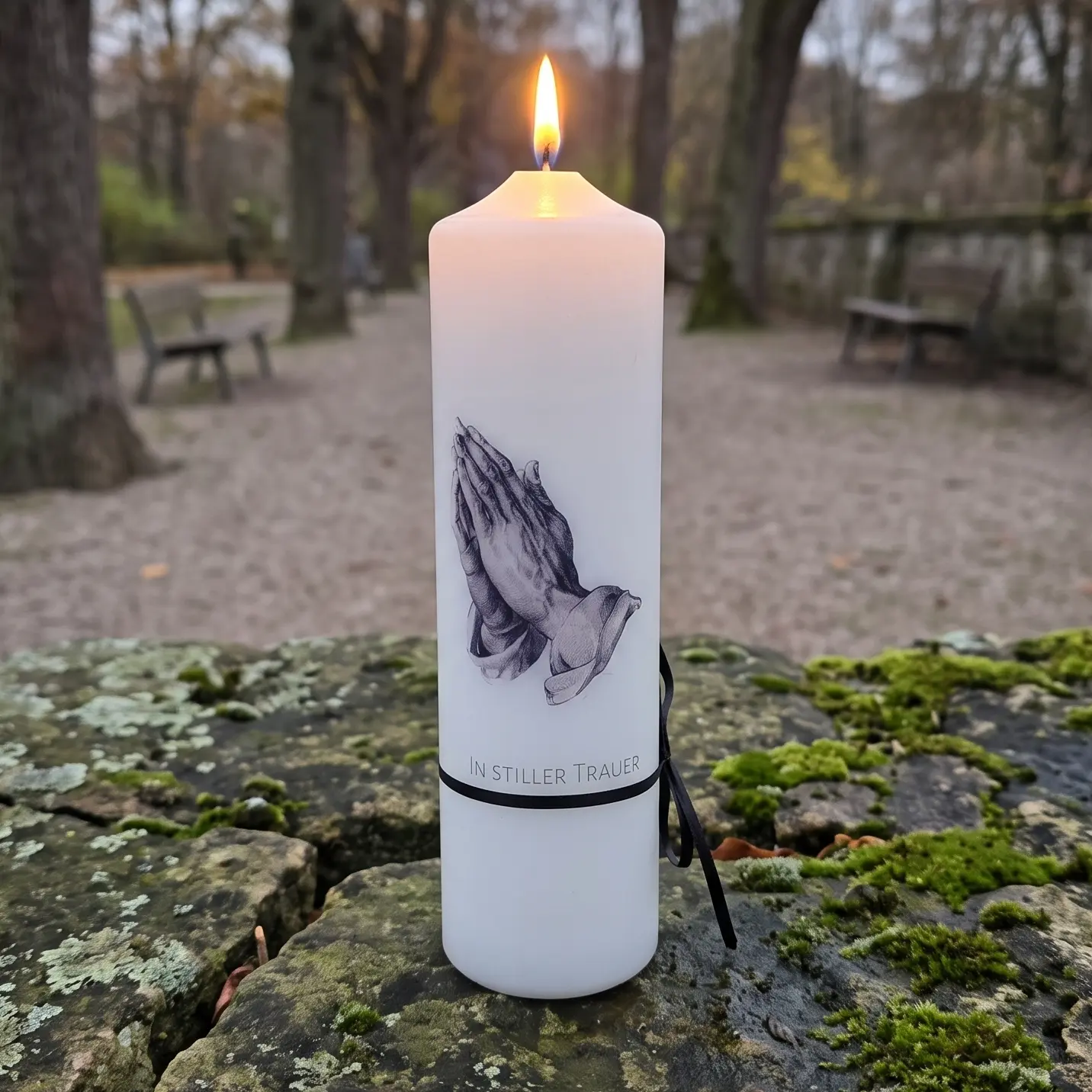 Trauerkerze betende hände