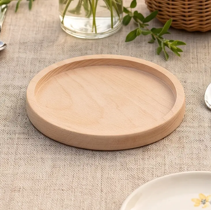 Kerzenständer und Kerzenteller für Taufkerze und Hochzeitskerze holz