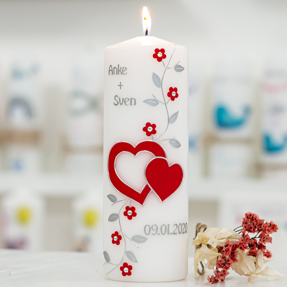 Hochzeitskerze PEA wachsverziert