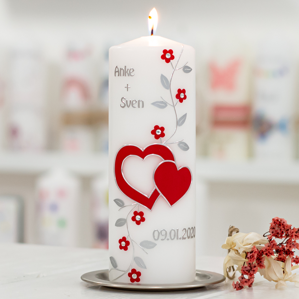 Hochzeitskerze PEA wachsverziert