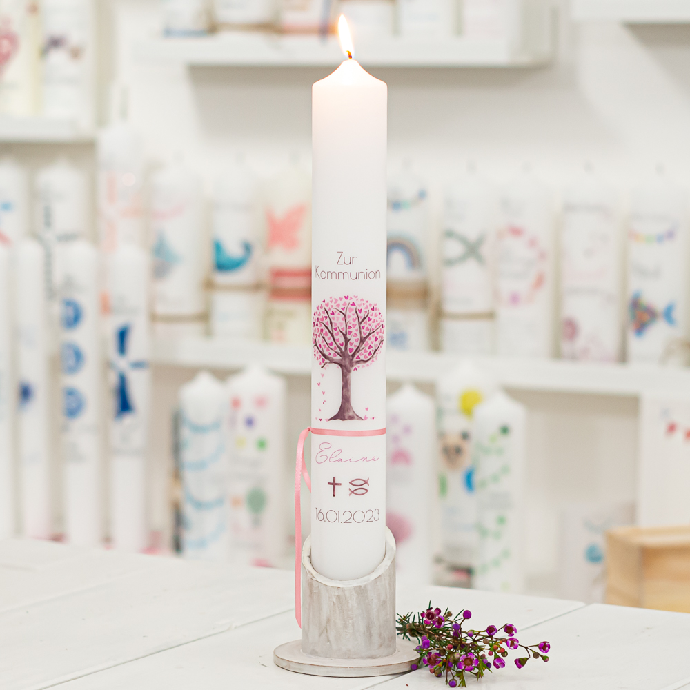 Kommunionkerze mit Designdruck ELAINE