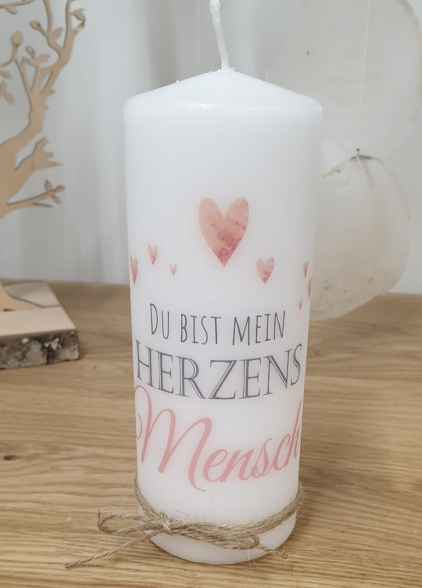 Kerze zum Valentinstag mit Designdruck HERZENSMENSCH