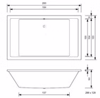 Badewanne Mona 200x120 Skizze