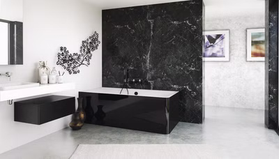Badewanne Coast Plus 185 x 85 x 63 links Monolith inkl. Wannenschürze