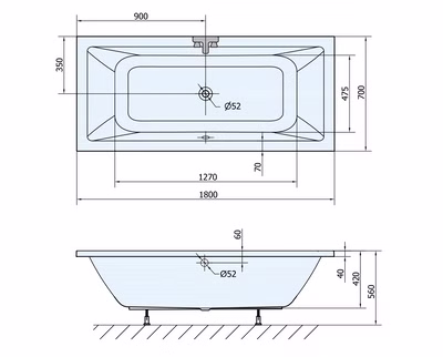 Badewanne Nisea 180 x 70 die Lösung wenn es nicht zu breit sein darf