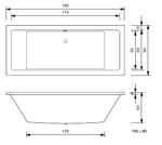Badewanne Mona 190x80 Skizze Badewanne Mona 190x80 Skizze