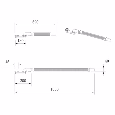 Siphon 6/4" mit flexiblem Anschlussschlauch DN40