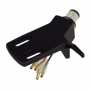 THAKKER CHS-13 gekröpftes Phono Headshell in Schwarz. Perspektive von oben.