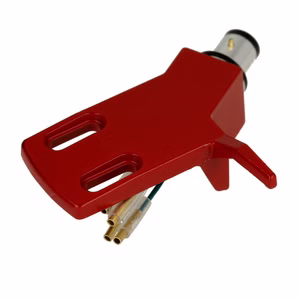 THAKKER CHS-13 gekröpftes Phono Headshell in Rot. Perspektive von oben.