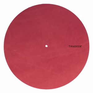 THAKKER Nubuck Leather Mat - rot. Plattentellerauflage aus echtem Nubukleder, 2mm stark, 295mm Durchmesser. Ansicht von oben.