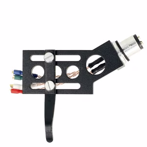 THAKKER CHS-19 cranked phono headshell in black. Top view.