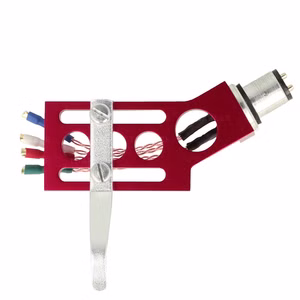 THAKKER CHS-19 cranked phono headshell in red. Top view.