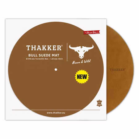 THAKKER Bull Suede Mat (Braun) - echte Wildleder Plattentellerauflage (Ø 298mm)