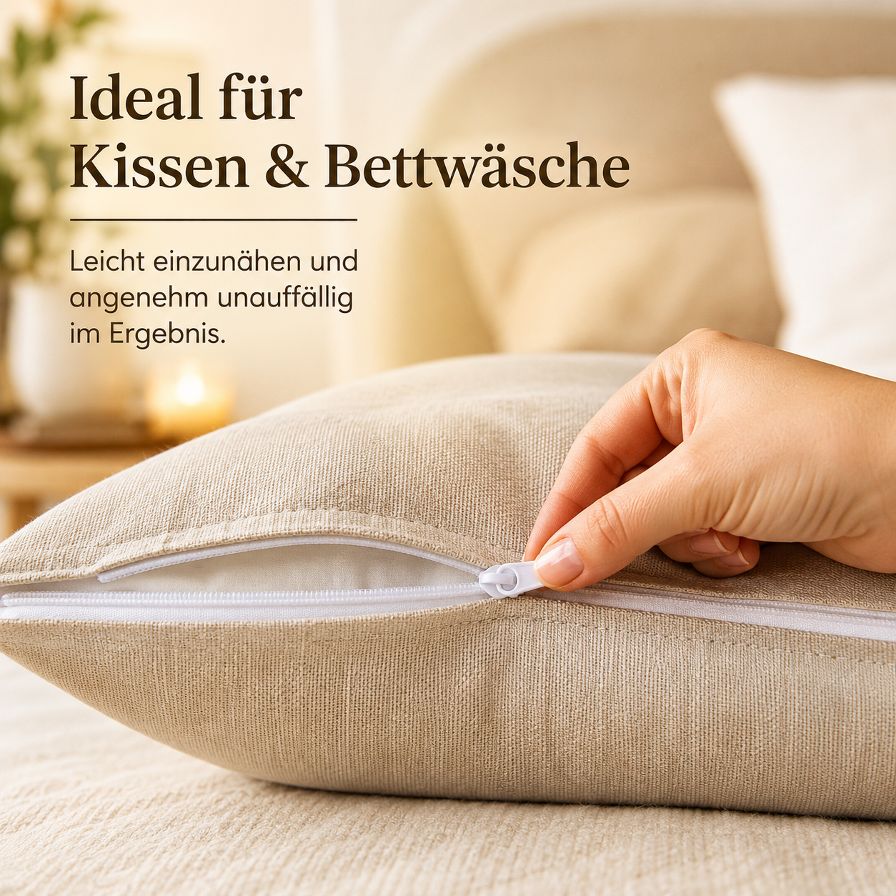 Reißverschluss für Bettwäsche, 80 cm, nicht teilbar, weiß