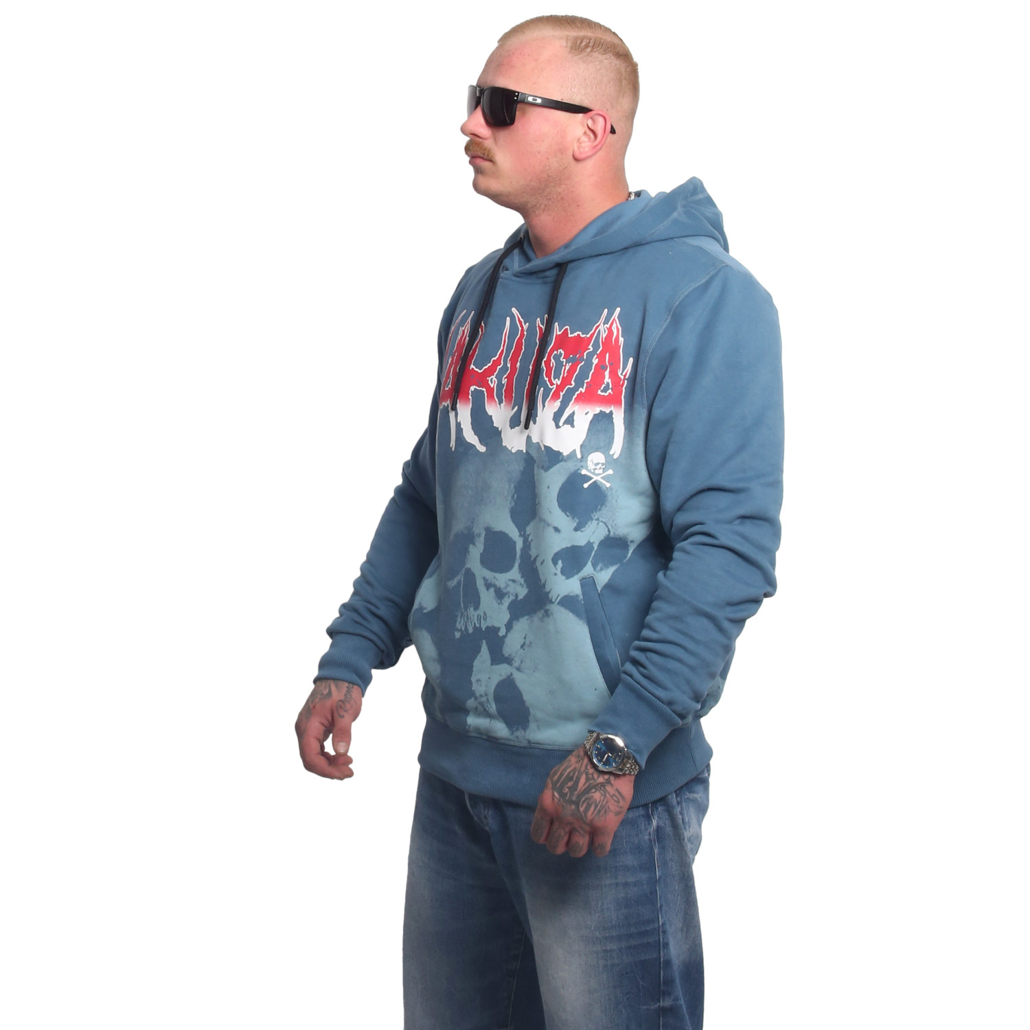 Yakuza pánská mikina s kapucí Battlefield Hoodie mallard/blue 3XL