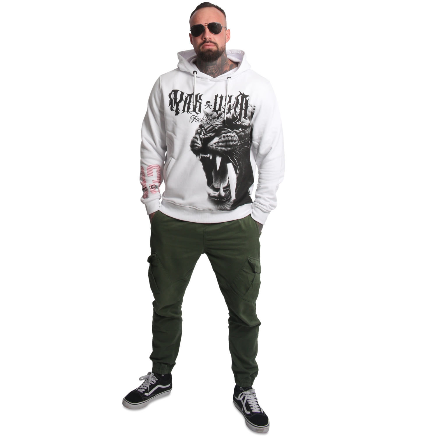 Yakuza pánská mikina s kapucí Wildcat Hoodie white 3XL
