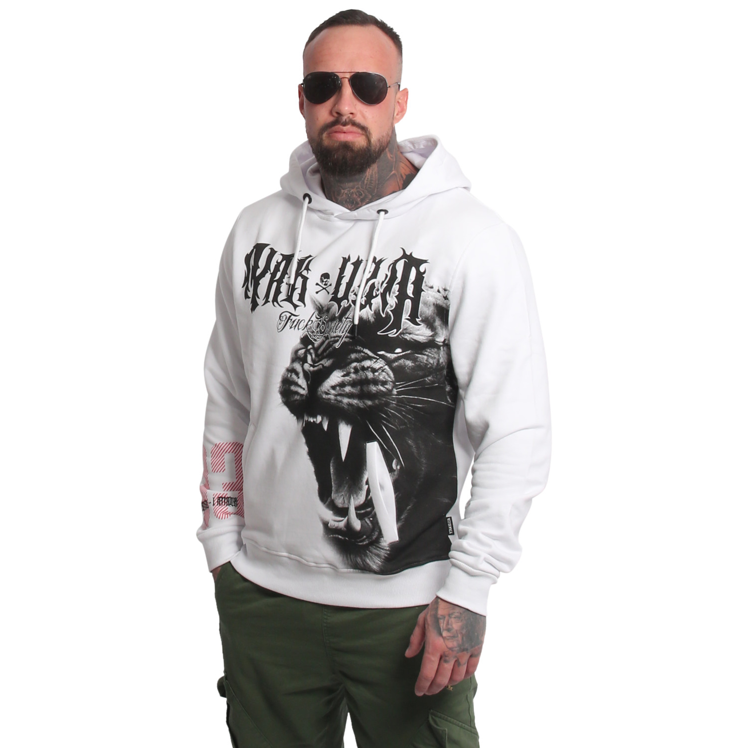 Yakuza pánská mikina s kapucí Wildcat Hoodie white 3XL