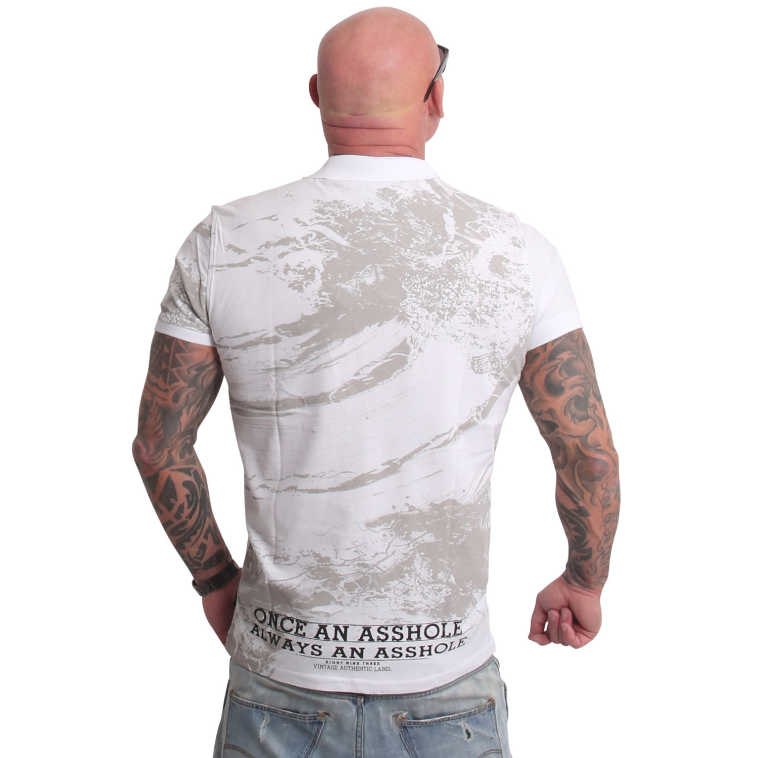 Yakuza pánské polo tričko Ahole Polo Shirt white 3XL