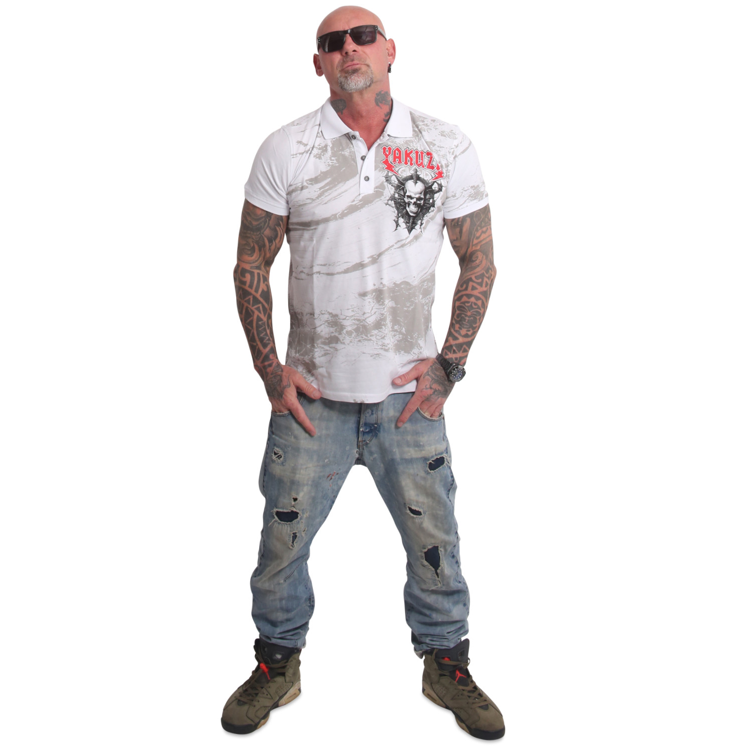 Yakuza pánské polo tričko Ahole Polo Shirt white 3XL