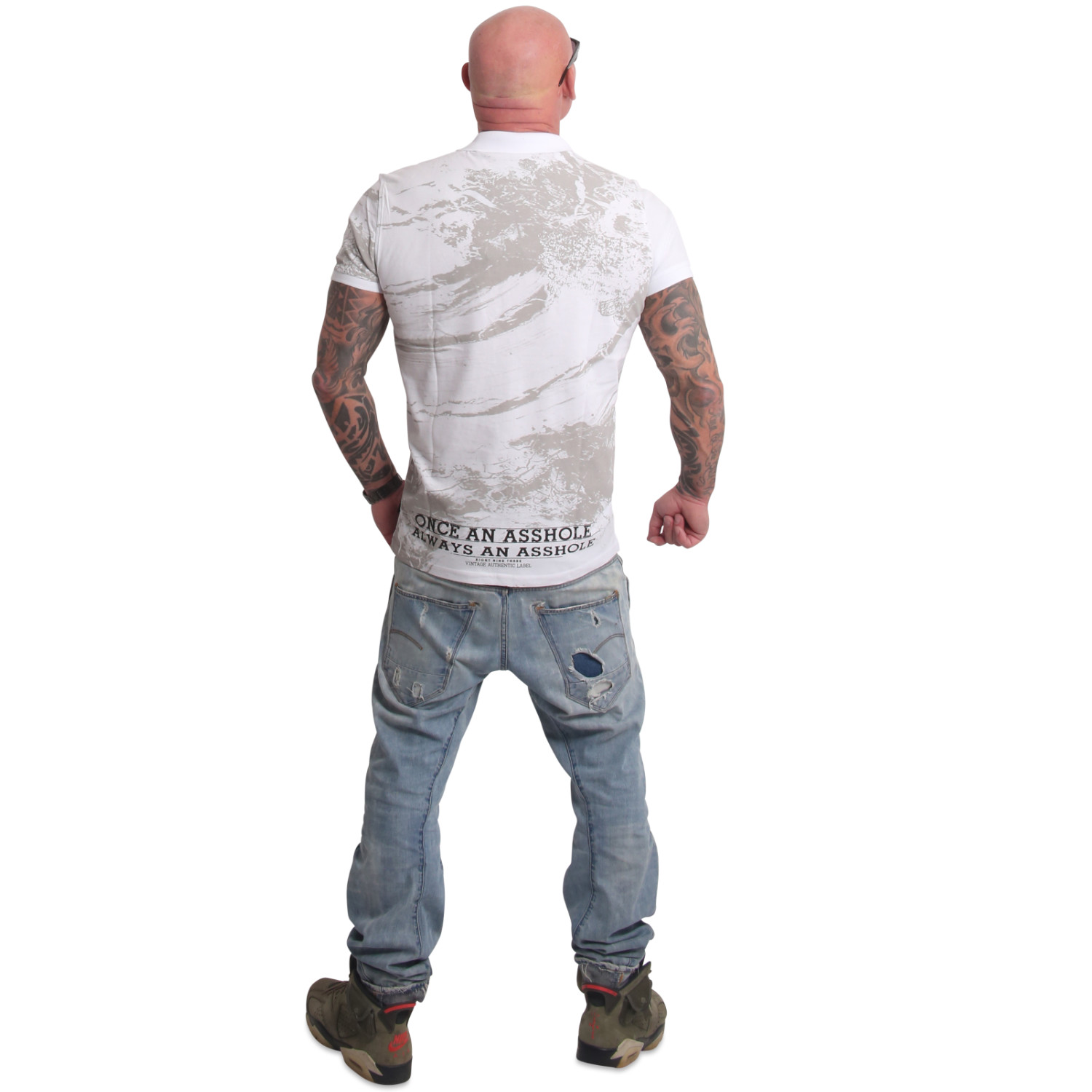Yakuza pánské polo tričko Ahole Polo Shirt white 3XL