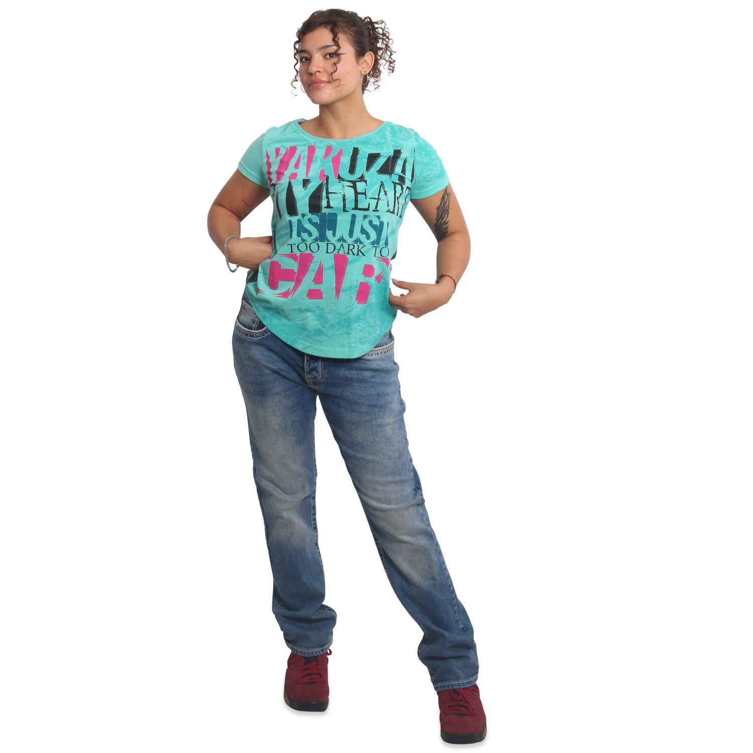 Yakuza dámské tílko Too Dark Curved Crew Neck T-Shirt pastel/turquoise XL