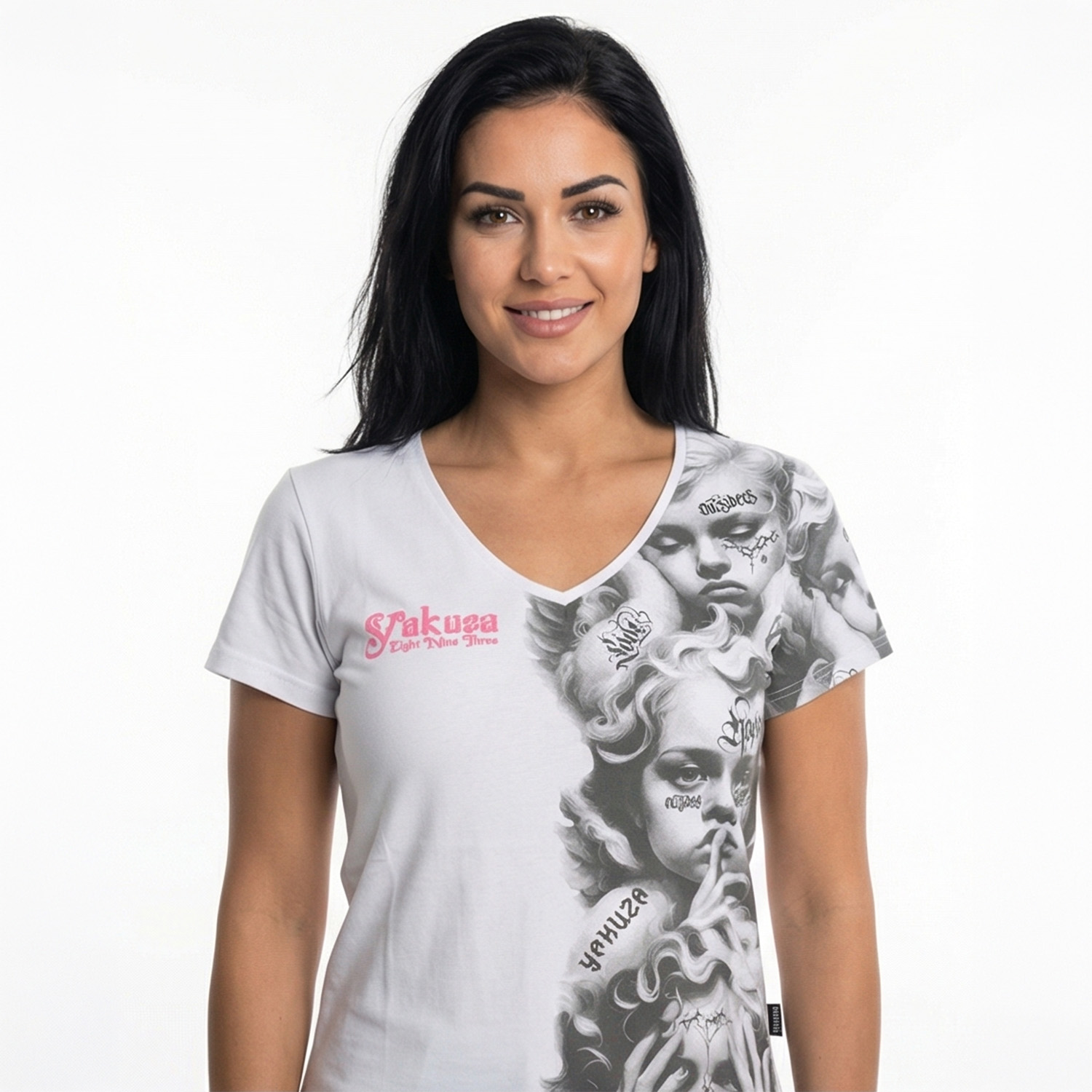 Yakuza dámské tílko Wise Kids Curved V Neck T-Shirt white XL