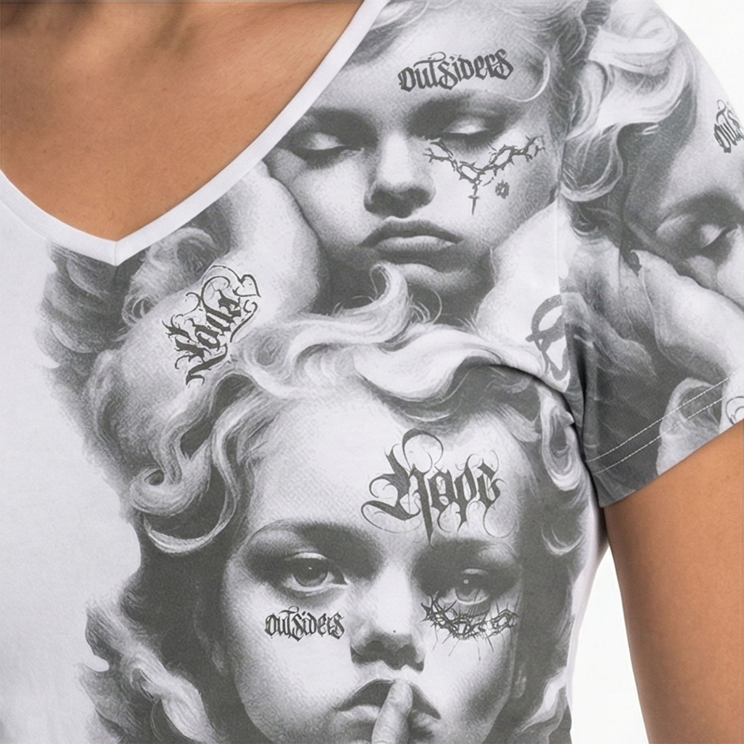 Yakuza dámské tílko Wise Kids Curved V Neck T-Shirt white XL