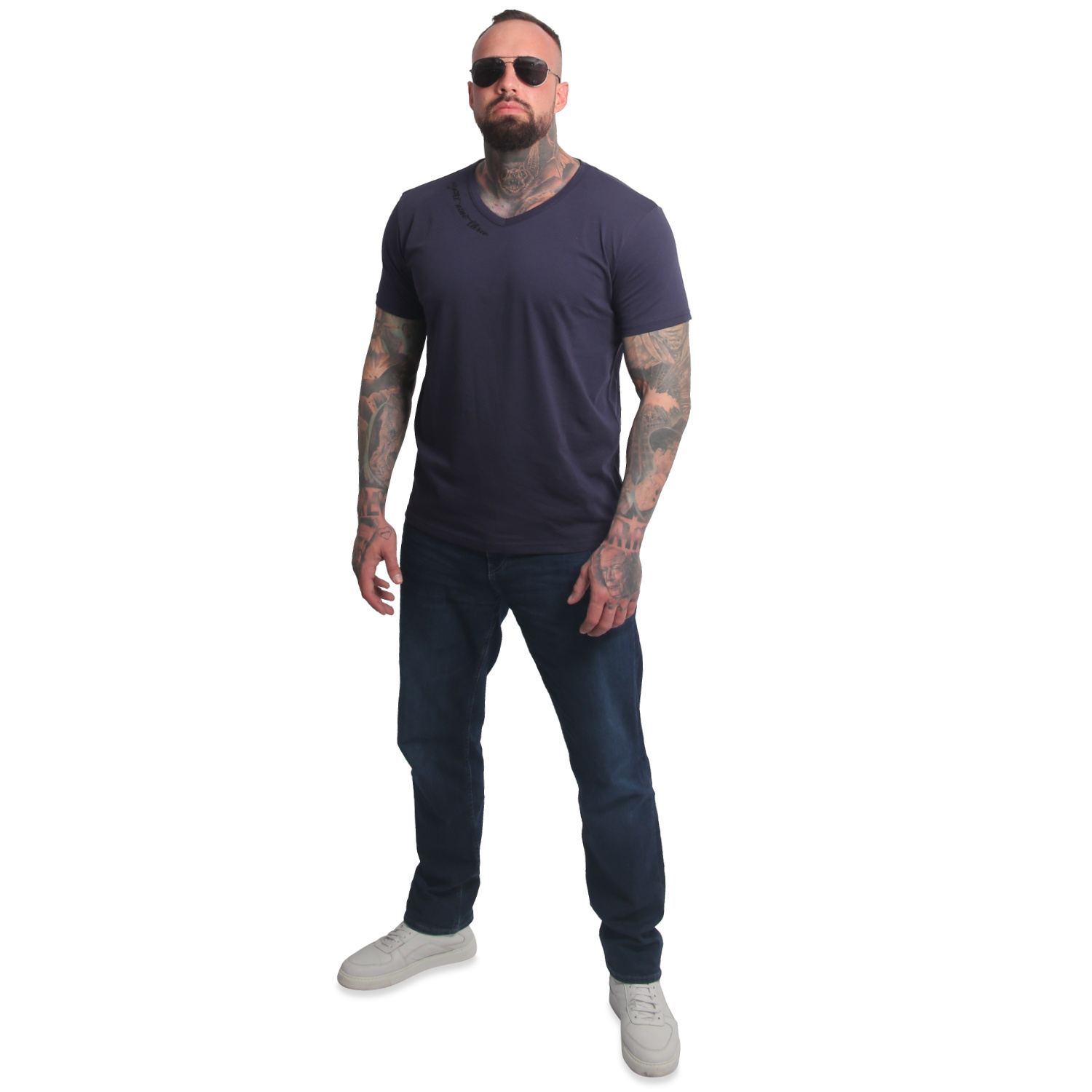 Yakuza pánské tričko Bare Regular Basic V-Neck T-Shirt