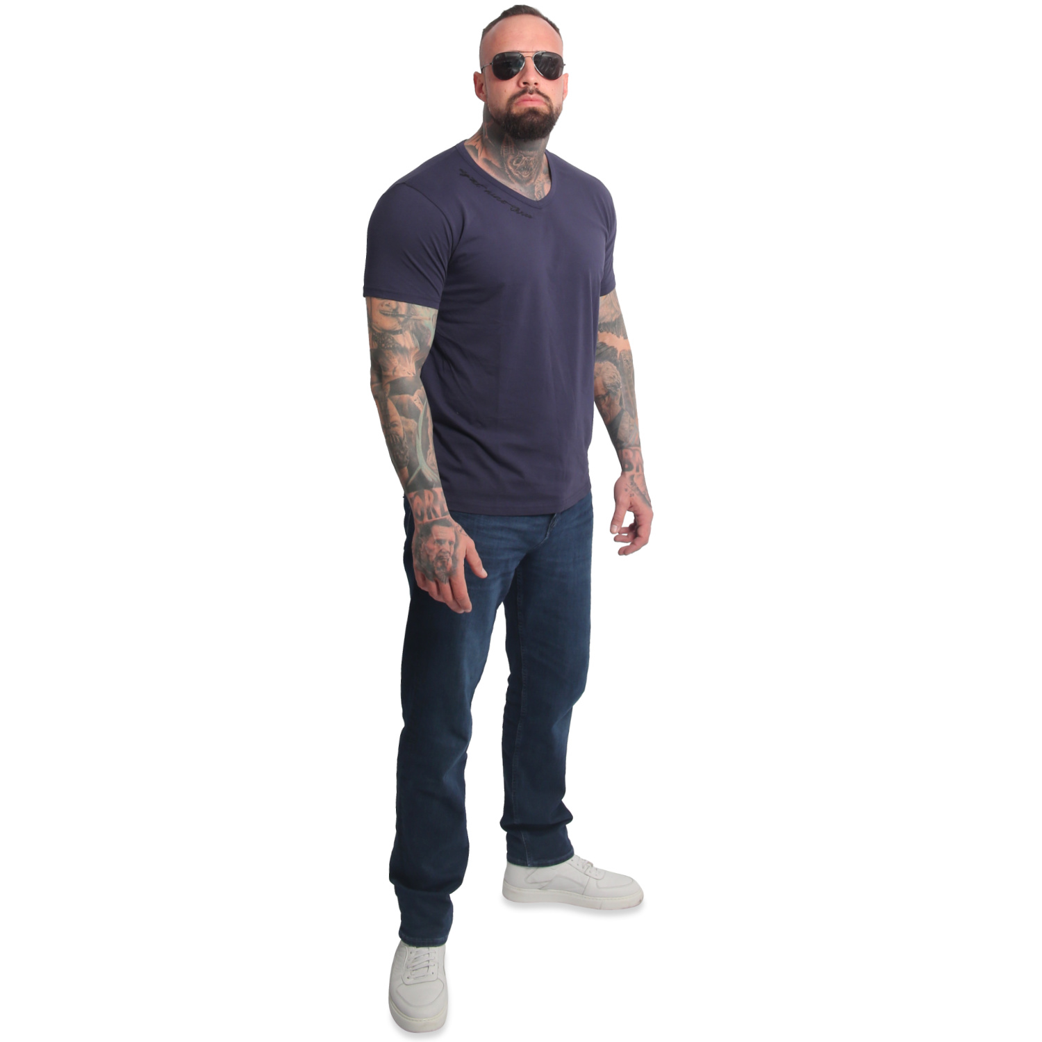 Yakuza pánské tričko Bare Regular Basic V-Neck T-Shirt