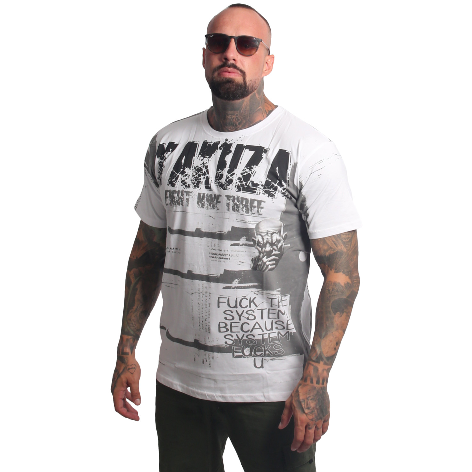 Yakuza pánské tričko System Allover Regular T-Shirt white M