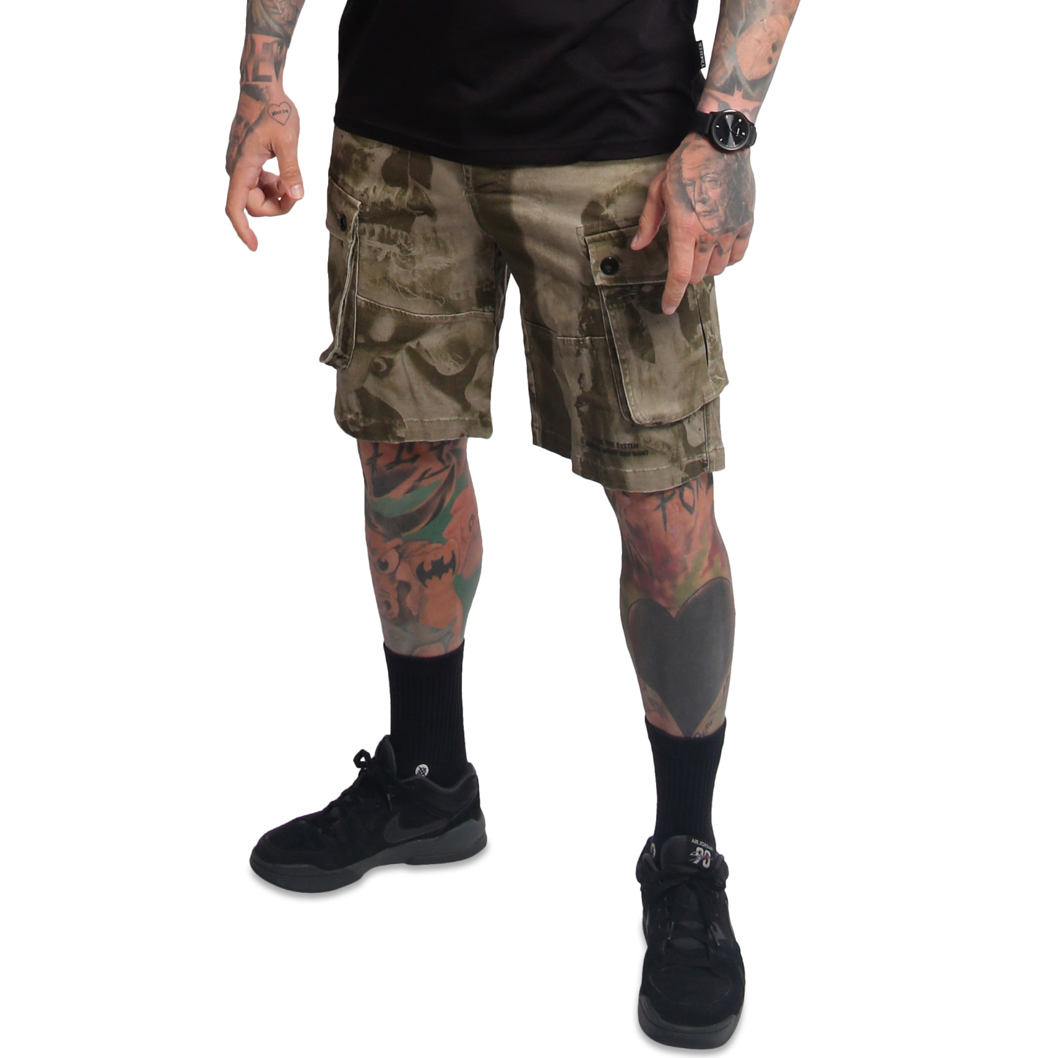 Yakuza pánské cargo šortky Crashed Skull Cargo Shorts