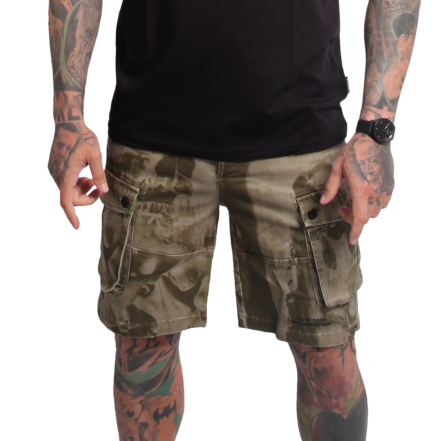 Yakuza pánské cargo šortky Crashed Skull Cargo Shorts