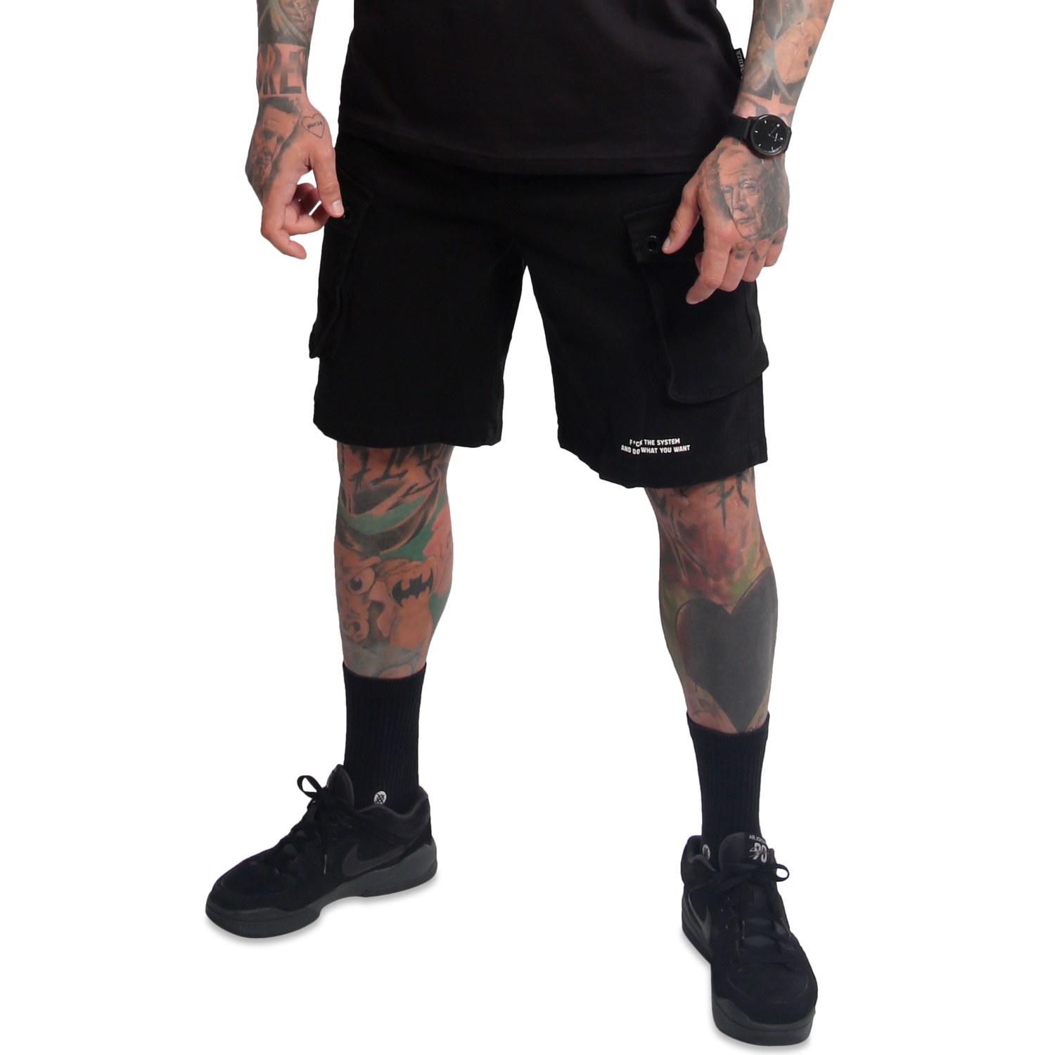 Yakuza pánské cargo šortky Black Tar Cargo Shorts