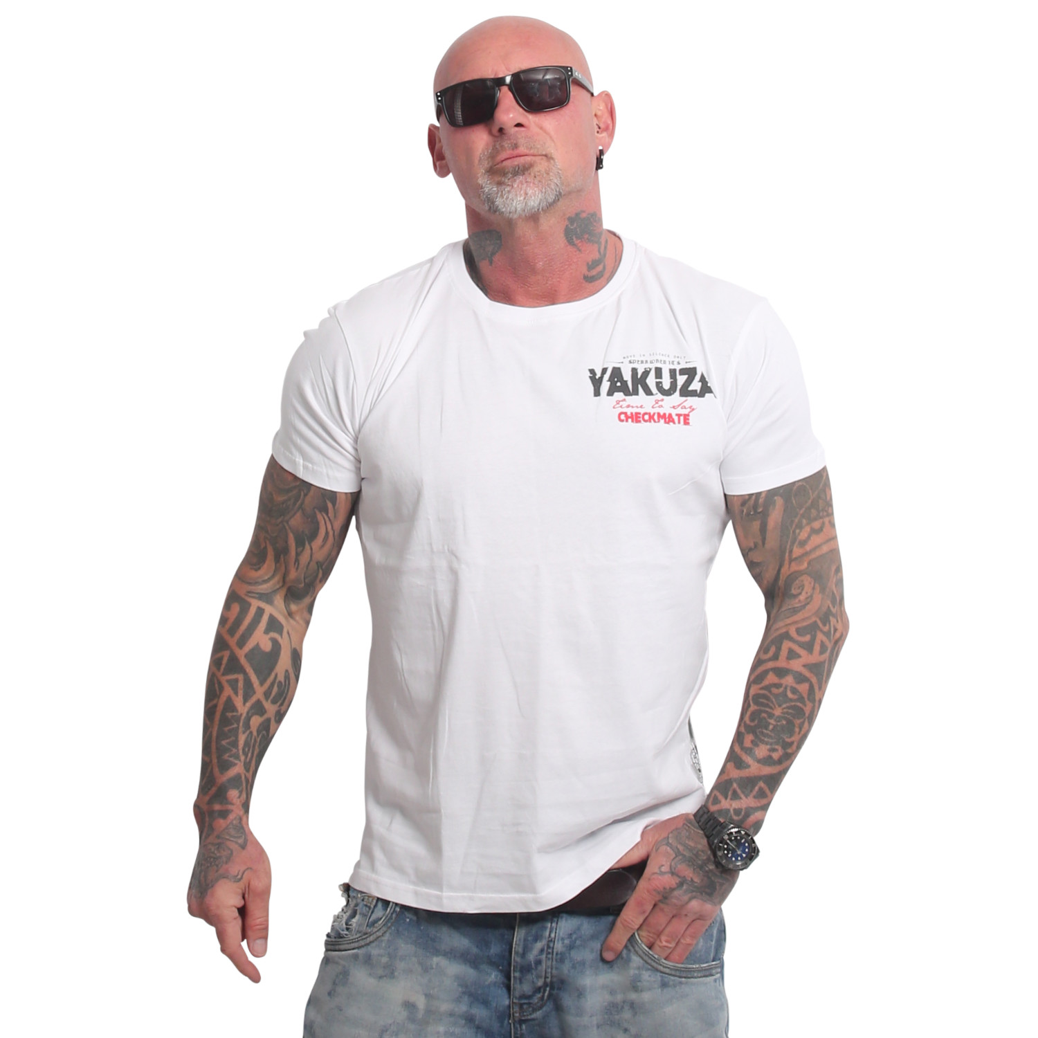 Yakuza pánské tričko Checkmate Regular T-Shirt white 5XL