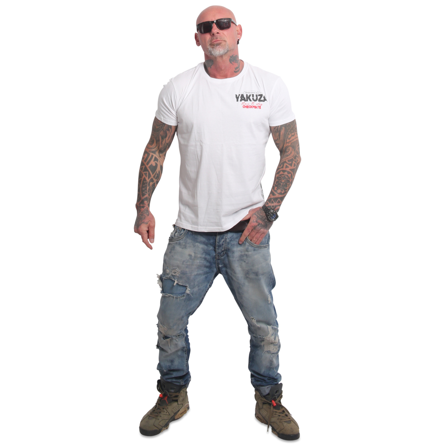 Yakuza pánské tričko Checkmate Regular T-Shirt white 5XL