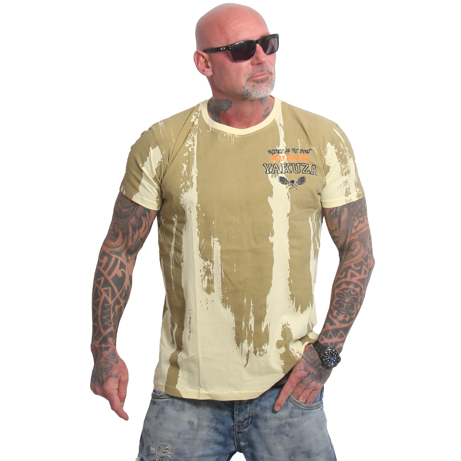 Yakuza pánské tričko Fool Allover Regular T-Shirt french/vanilla S