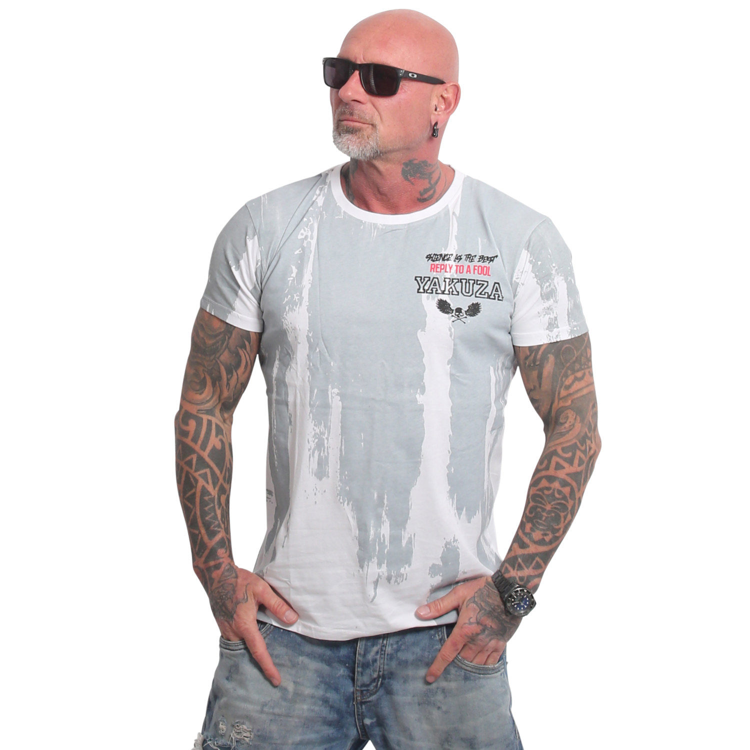 Yakuza pánské tričko Fool Allover Regular T-Shirt white 2XL