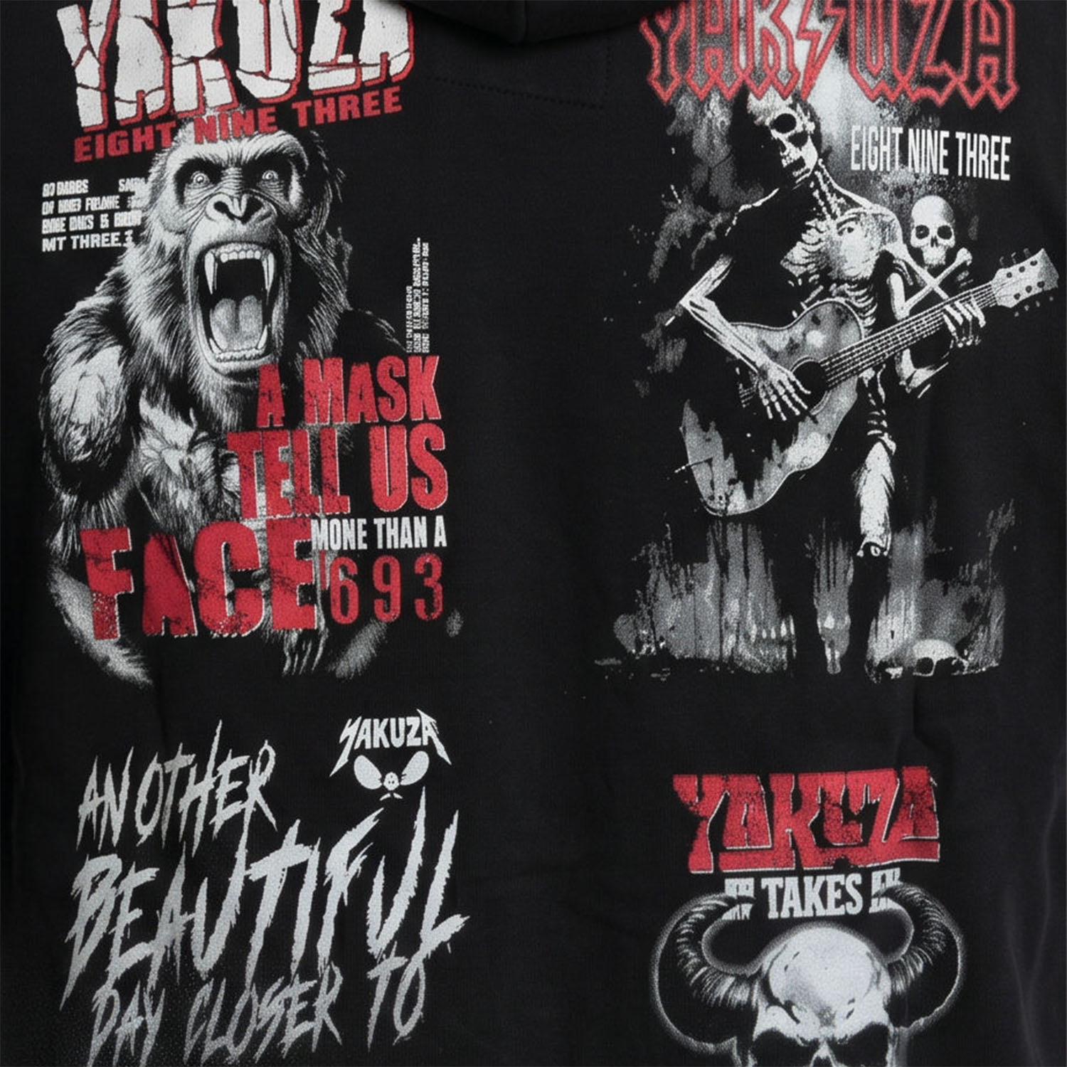 Yakuza pánská mikina s kapucí Patchwork Hoodie black M