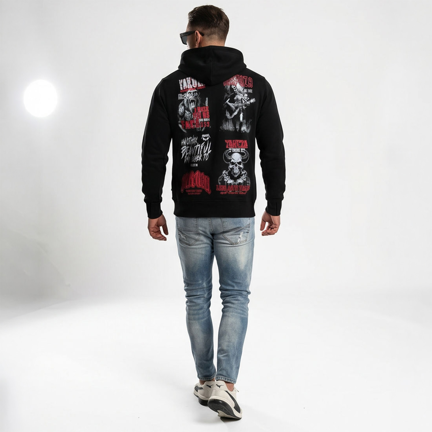 Yakuza pánská mikina s kapucí Patchwork Hoodie black M