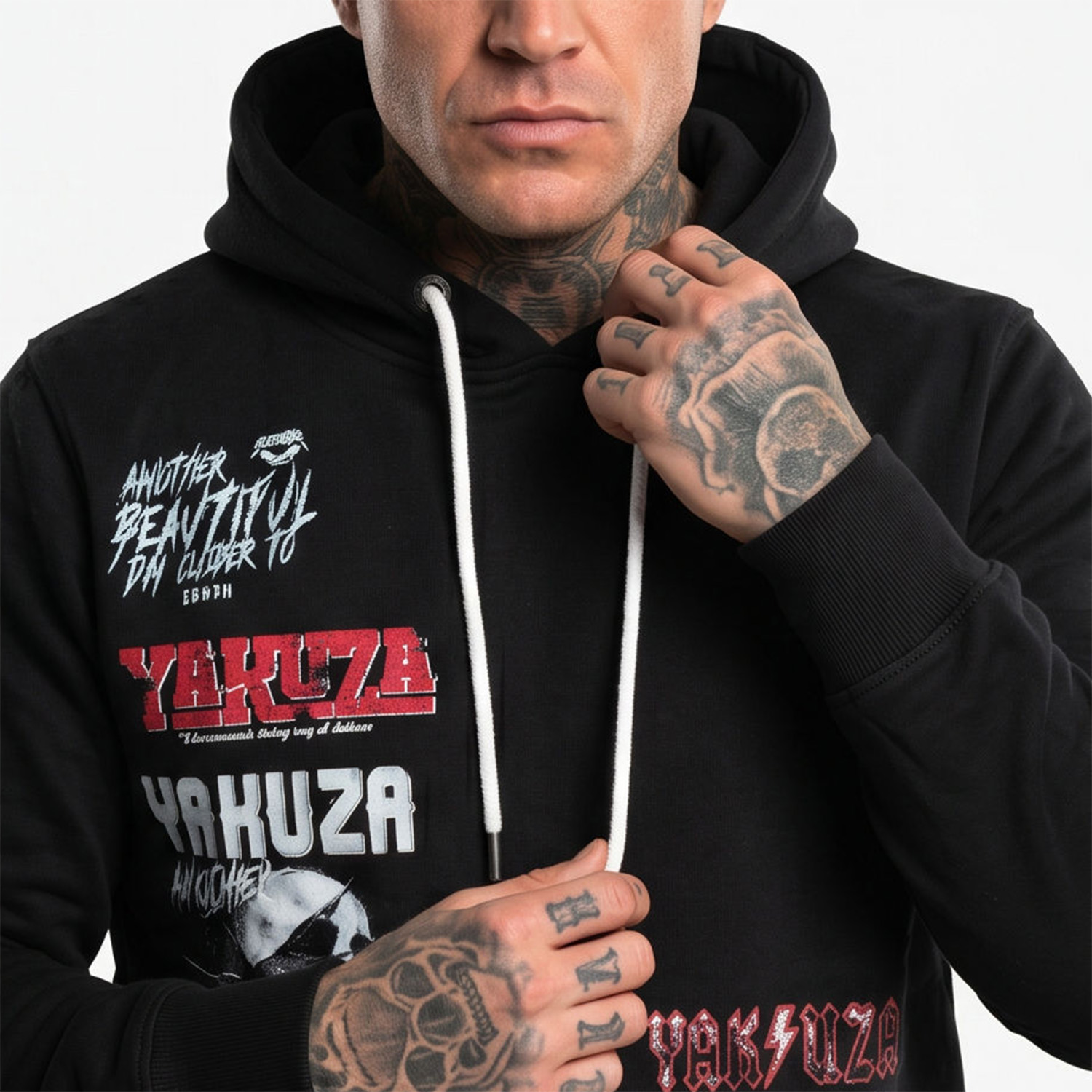 Yakuza pánská mikina s kapucí Patchwork Hoodie black M
