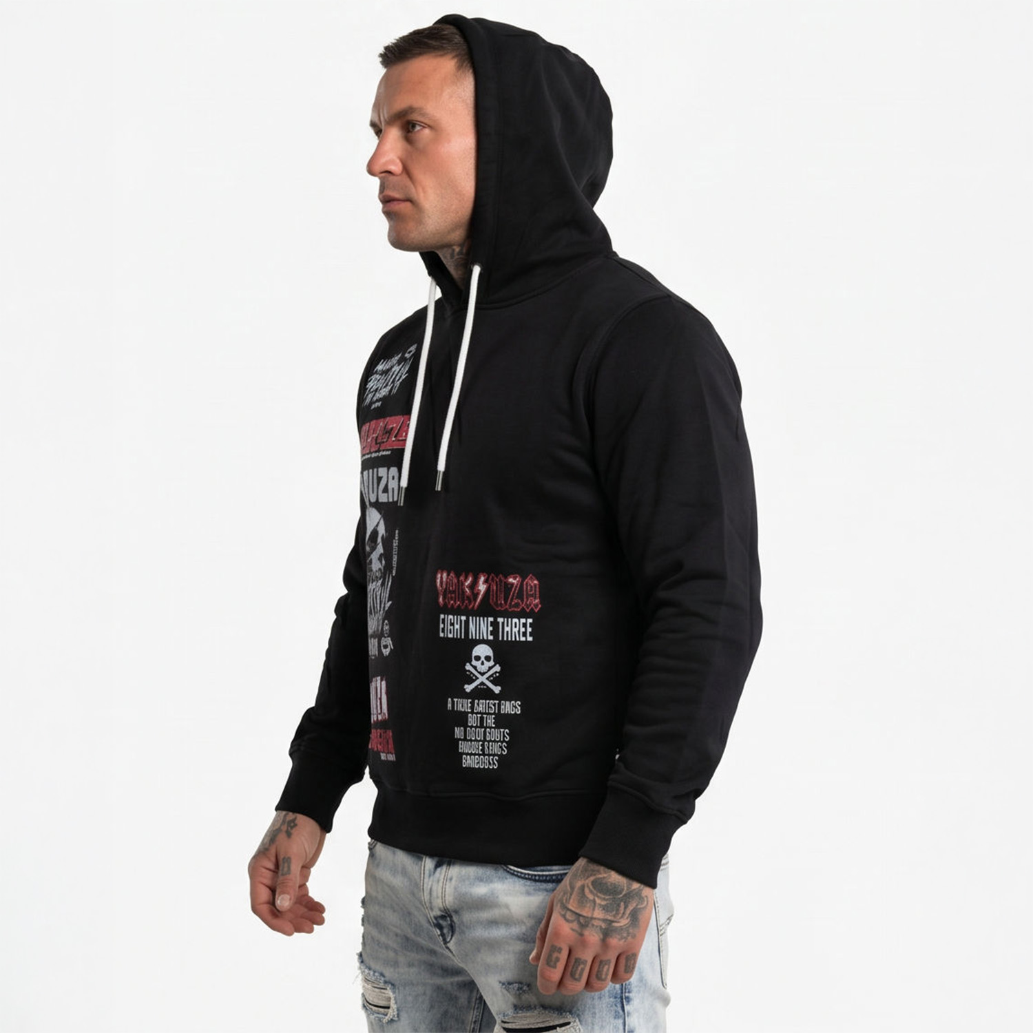 Yakuza pánská mikina s kapucí Patchwork Hoodie black M