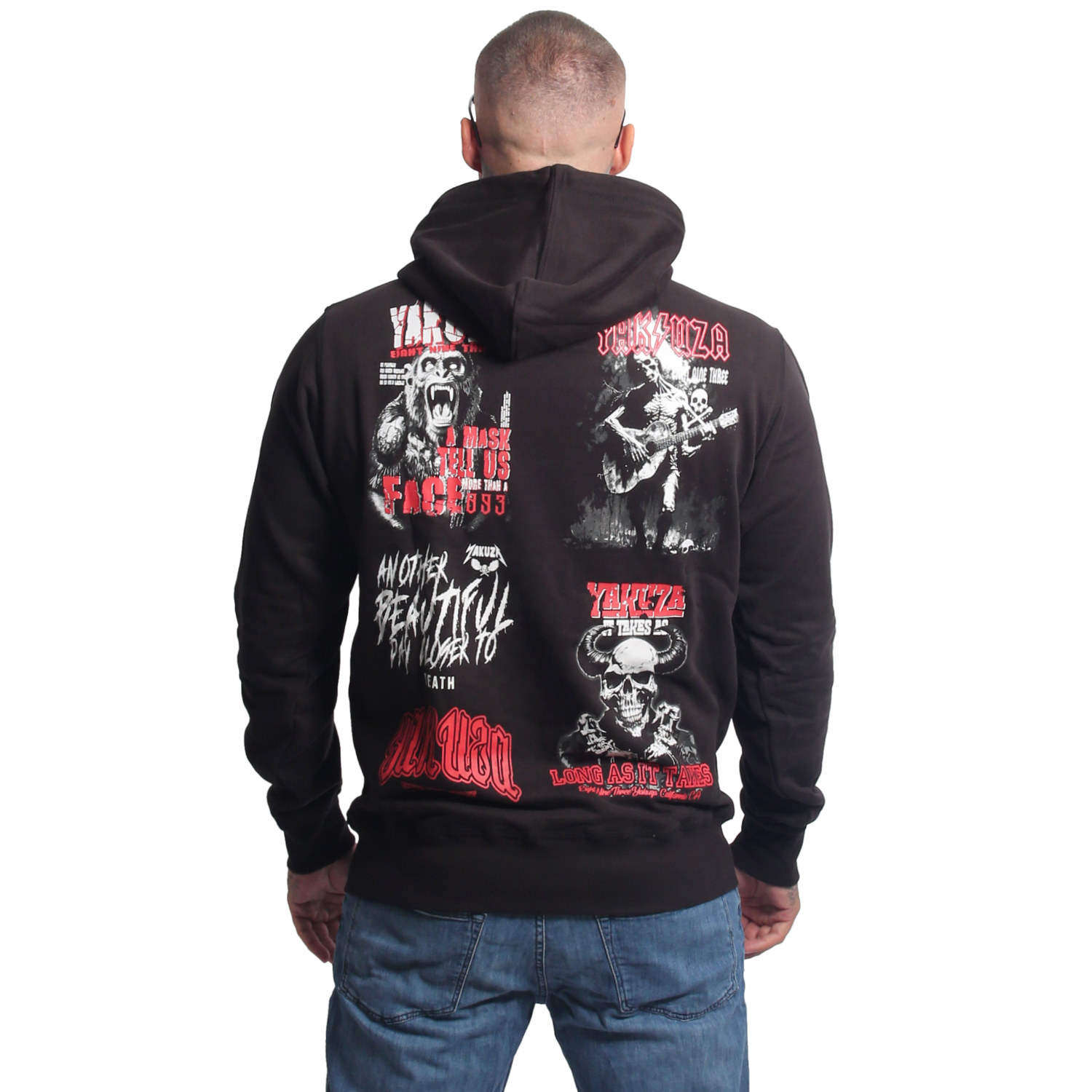 Yakuza pánská mikina s kapucí Patchwork Hoodie black 2XL