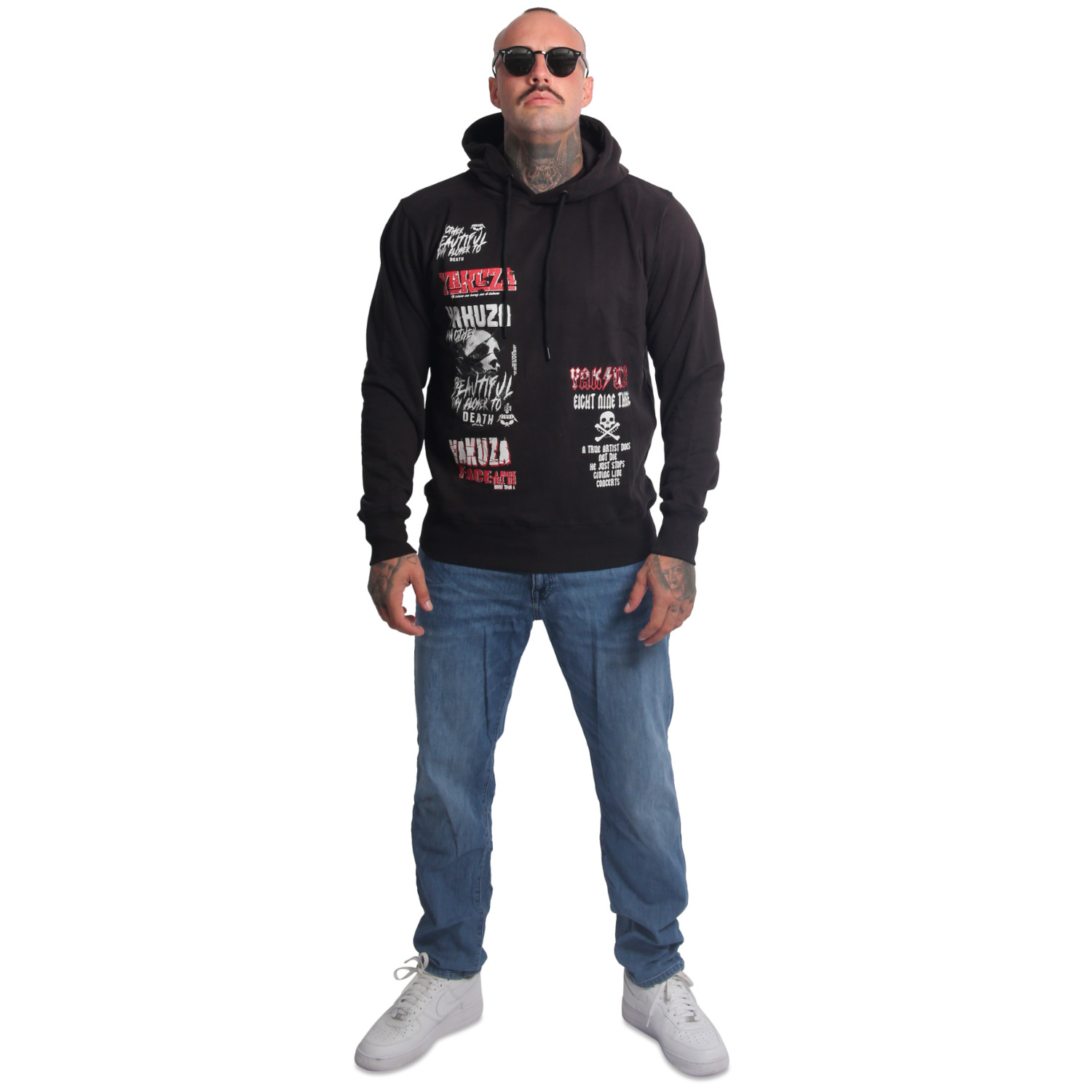 Yakuza pánská mikina s kapucí Patchwork Hoodie black 2XL