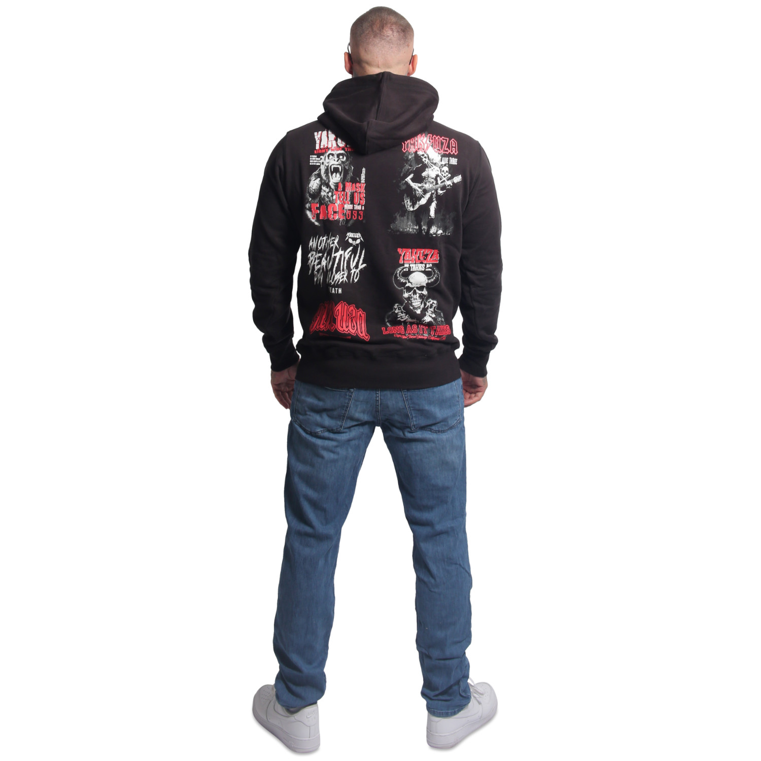 Yakuza pánská mikina s kapucí Patchwork Hoodie black 2XL