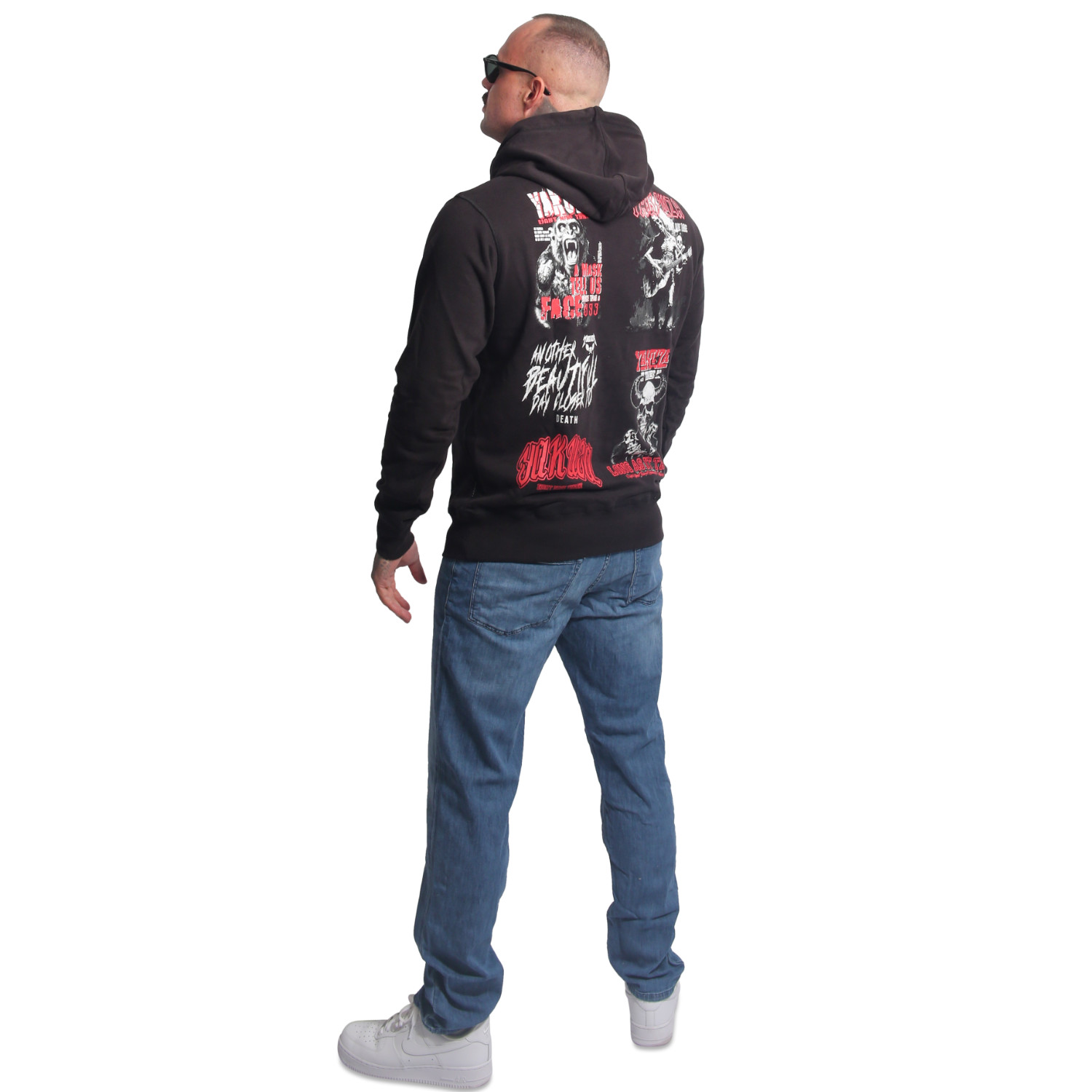 Yakuza pánská mikina s kapucí Patchwork Hoodie black 2XL