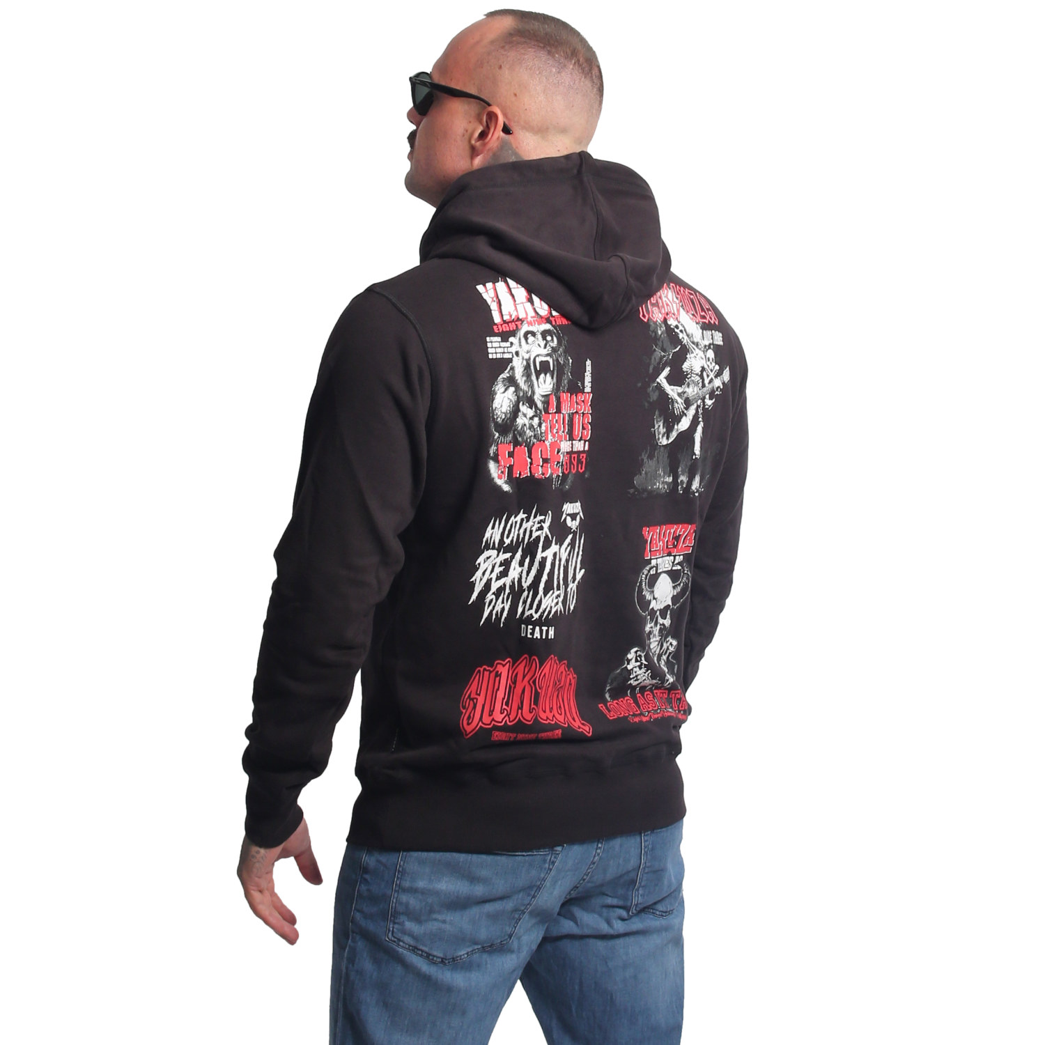 Yakuza pánská mikina s kapucí Patchwork Hoodie black 2XL