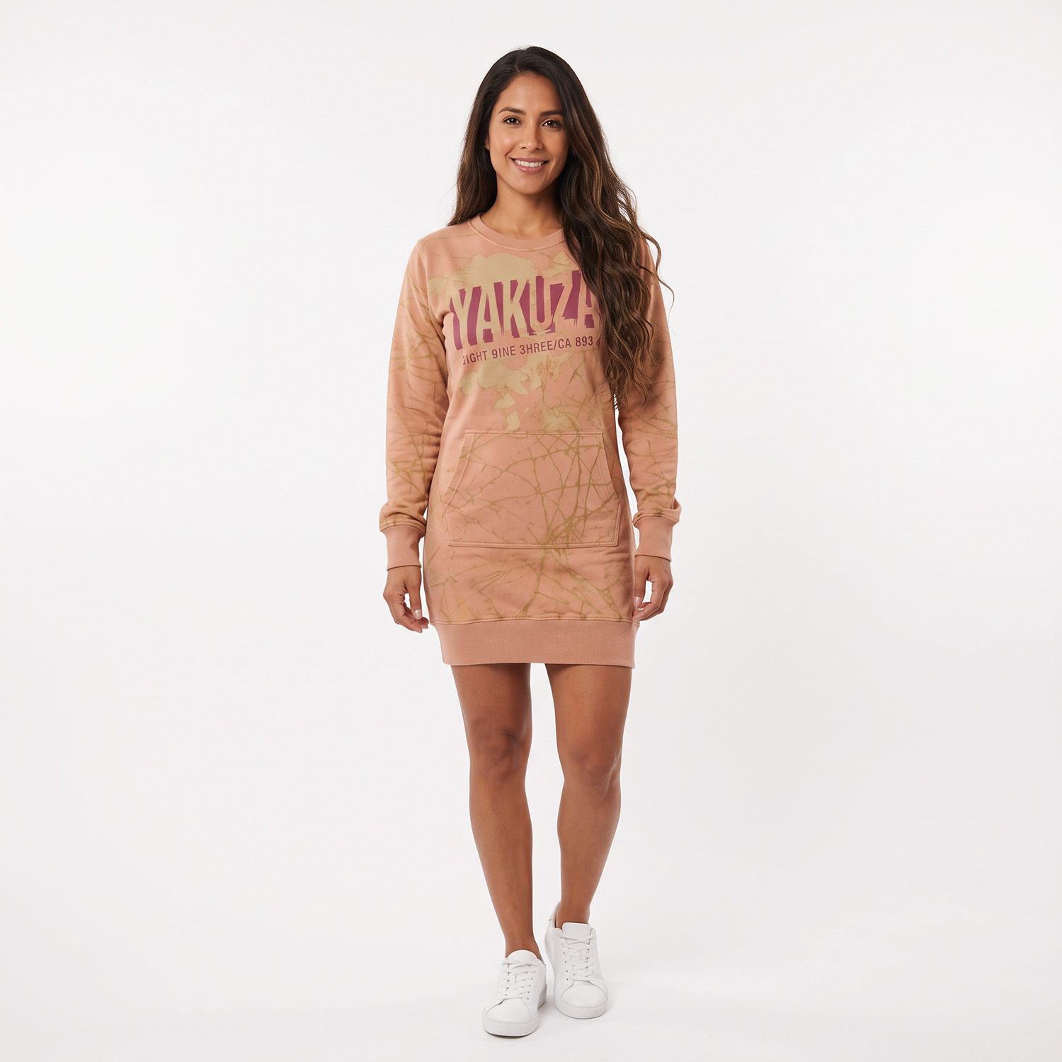 Yakuza dámské šaty Thorns Allover Sweat Dress mocha/mousse M