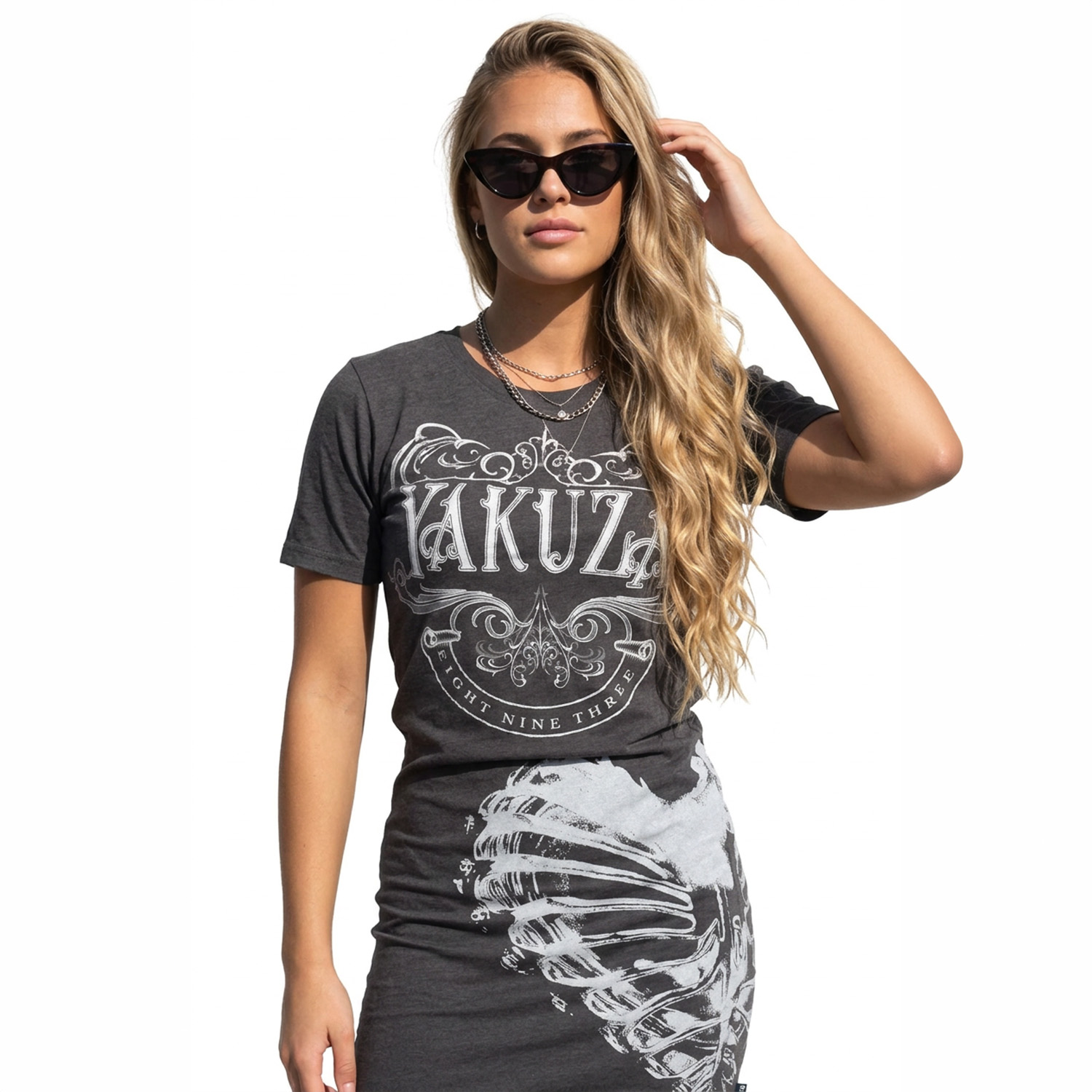 Yakuza dámské šaty Liquid Heart Casual T-Shirt Dress mottled/black XL