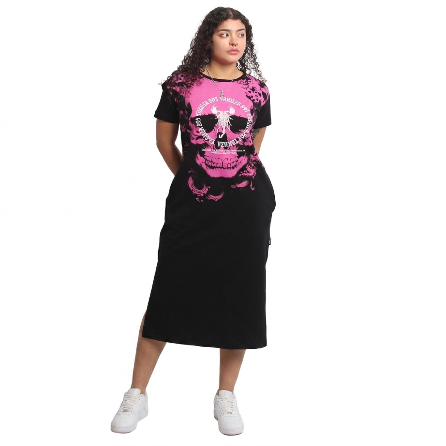 Yakuza dámské šaty Lost Skull Midi T-Shirt Dress black XS